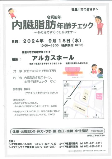 令和６年　内臓脂肪年齢チェック～その場ですぐわかります～